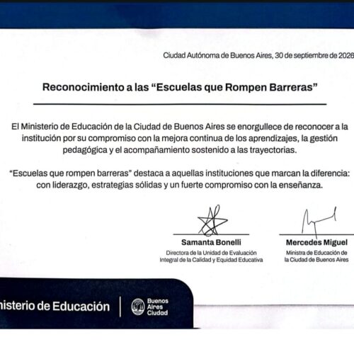 RECONOCIMIENTO INSTITUCIONAL – ESCUELAS QUE ROMPEN BARRERAS